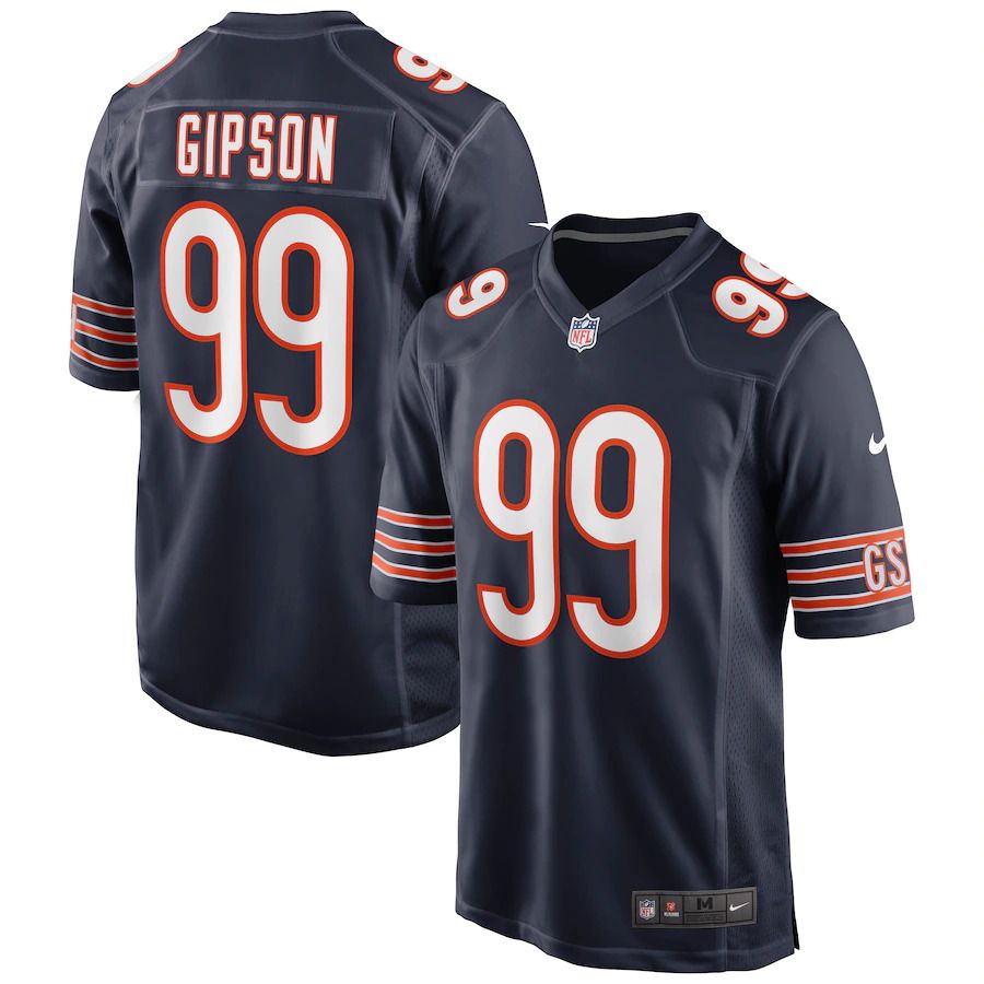 Men Chicago Bears #99 Trevis Gipson Nike Navy Game NFL Jersey